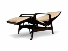 M veis Gerdau Reclining Sun Chaise Lounge in Hardwood Ultrasuede Walter Gerdau 1940s - 4107566
