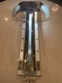 MAGNIFICIENT ART DECO BRASS AND GLASS SCONCES WITH STAR ACCENTS - 3440773