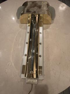 MAGNIFICIENT ART DECO BRASS AND GLASS SCONCES WITH STAR ACCENTS - 3440784