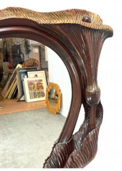 MAGNIFICIENT ART NOUVEAU MAHOGANY GILT LEAF WITH VINES FORM MIRROR - 4466391