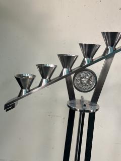 MAGNIFICIENT MODERNIST NICKELED BRONZE CHURCH FLOOR CANDELABRA - 3157390