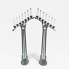 MAGNIFICIENT MODERNIST NICKELED BRONZE CHURCH FLOOR CANDELABRA - 3161229