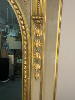 MAGNIFICIENT MONUMENTAL CARVED GILT CREAM TRUMEAU MIRROR WITH OVAL PAINTING - 3950754