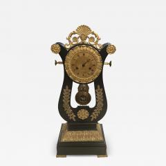 MARTIN PIGNERET FRENCH EMPIRE LYRE CLOCK EBONIZED WOOD AND GILT BRONZE WITH STAR PENDULUM - 4023111