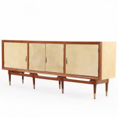MCM Mahogany Sideboard with Argent Parchment Covered Doors C 1950 - 4602370