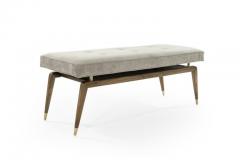 MCM Sculptural Brass Accented Walnut Bench - 981722
