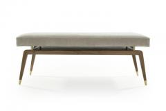 MCM Sculptural Brass Accented Walnut Bench - 981723