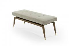 MCM Sculptural Brass Accented Walnut Bench - 981724