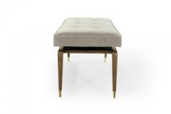 MCM Sculptural Brass Accented Walnut Bench - 981725