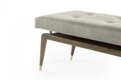 MCM Sculptural Brass Accented Walnut Bench - 981728