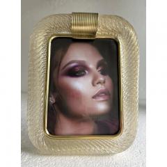 MCM Style Gold Torchon Murano Glass Picture Frame and Brass in Barovier Style - 4602861