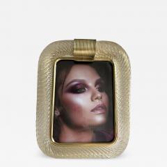 MCM Style Gold Torchon Murano Glass Picture Frame and Brass in Barovier Style - 4603169
