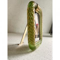 MCM Style Green Torchon Murano Glass Picture Frame and Brass in Barovier Style - 4602852