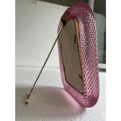 MCM Style Pink Torchon Murano Glass Small Picture Frame and Brass - 4350359