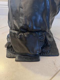 MEIJI PERIOD JAPANESE BRONZE OF ELDER WOMAN SEWING - 3592991
