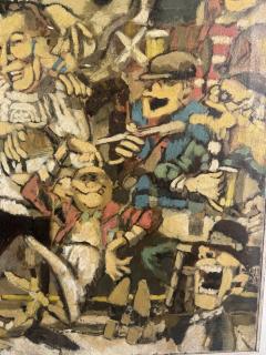 MELANGE OF CHARACTERS WITH KEYSTONE COP SINGING CAT IN BAR SCENE PAINTING - 4593003