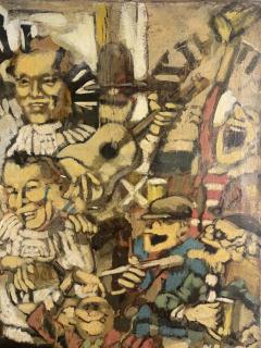 MELANGE OF CHARACTERS WITH KEYSTONE COP SINGING CAT IN BAR SCENE PAINTING - 4593004