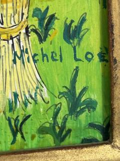 MICHEL LOEB MODERN COLORFUL PAINTING OF WOMAN IN HAT WITH FLOWERS IN HAYSTACK FIELDS - 4649108