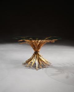 MID 20TH CENTURY GILT METAL WHEAT SHEAF TABLE WITH GLASS TOP - 1999821