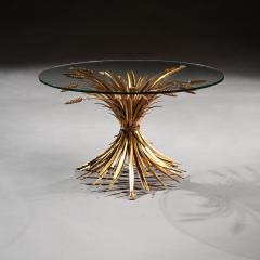 MID 20TH CENTURY GILT METAL WHEAT SHEAF TABLE WITH GLASS TOP - 1999822