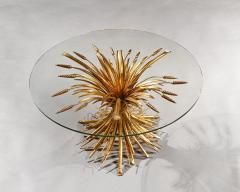 MID 20TH CENTURY GILT METAL WHEAT SHEAF TABLE WITH GLASS TOP - 1999823