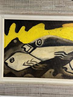 MID CENTURY ABSTRACT FISH PAINTING - 4278805