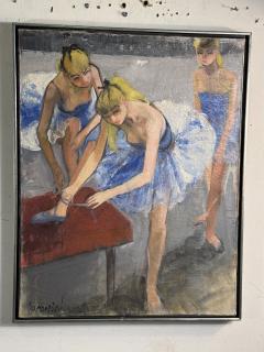 MID CENTURY BALLERINA OIL PAINTING SIGNED - 4276277