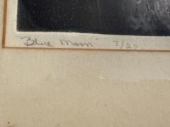 MID CENTURY BLUE MOON LITHOGRAPH 1966 BY DOROTHY SLOANE - 4271402