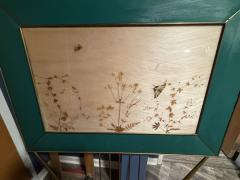 MID CENTURY BRASS AND GLASS DIORAMA WITH BUTTERFLIES HEADBOARD - 4637246