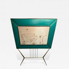 MID CENTURY BRASS AND GLASS DIORAMA WITH BUTTERFLIES HEADBOARD - 4648575