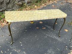 MID CENTURY CAPIZ SHELL AND BRONZE LOW CONSOLE TABLE - 3355537
