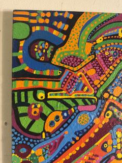 MID CENTURY COLORFUL COMPLEX ABSTRACT PAINTING ON BOARD BY LOUISE ABRAMS - 4605246