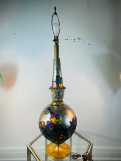 MID CENTURY COLORFUL HARLEQUIN STAINED GLASS MERCURY GLASS LAMP - 2028451
