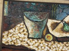 MID CENTURY CUBIST STILL LIFE OF BOWL WITH FIGS SIGNED - 4649148