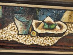 MID CENTURY CUBIST STILL LIFE OF BOWL WITH FIGS SIGNED - 4649152