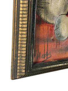 MID CENTURY CUBISTIC ORANGE STILL LIFE WITH BOTTLES FRUIT PAINTING - 4649136
