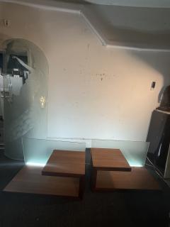 MID CENTURY DANISH MODERN TEAK AND FROSTED GLASS ILLUMINATED TABLES - 4285729