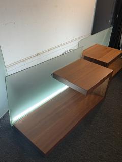 MID CENTURY DANISH MODERN TEAK AND FROSTED GLASS ILLUMINATED TABLES - 4285733