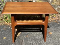 MID CENTURY DANISH MODERN TEAK WITH RATTAN SHELF TABLE - 4335253