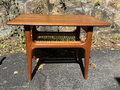 MID CENTURY DANISH MODERN TEAK WITH RATTAN SHELF TABLE - 4335254
