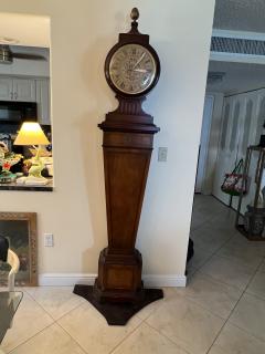 MID CENTURY DECORATIVE WOOD LONG ELECTRIC CLOCK WITH PLANTER BASE - 3593313