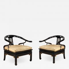 MID CENTURY EBONIZED REGENCY STYLE LOUNGE CHAIRS - 1292803