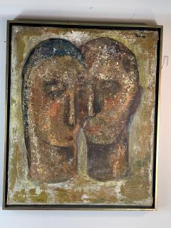 MID CENTURY FEMALE MALE HEAD ABSTRACT PAINTING - 1150101