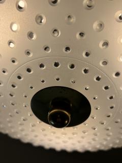 MID CENTURY FROSTED GLASS AND BRASS FLUSH MOUNT CHANDELIER - 3043231