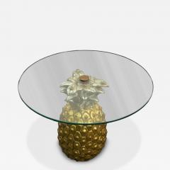 MID CENTURY GILT SILVER CARVED WOOD PINEAPPLE SIDE TABLE - 4491070