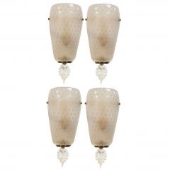 MID CENTURY GOLD INCLUSION BUBBLE MURANO GLASS SCONCES 2 PAIRS - 792636