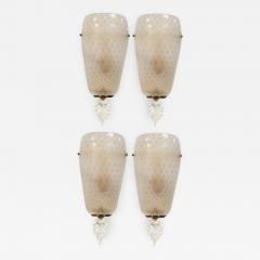 MID CENTURY GOLD INCLUSION BUBBLE MURANO GLASS SCONCES 2 PAIRS - 795215