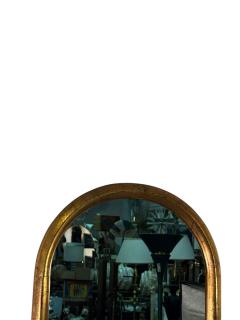 MID CENTURY GOLD LEAFED WOODEN FRAMED ROUNDED ARCHED MIRROR - 4409966