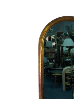 MID CENTURY GOLD LEAFED WOODEN FRAMED ROUNDED ARCHED MIRROR - 4409967