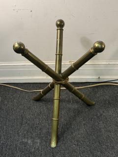 MID CENTURY GOLDTONE METAL BAMBOO DESIGN TRIPOD TABLES - 3960597